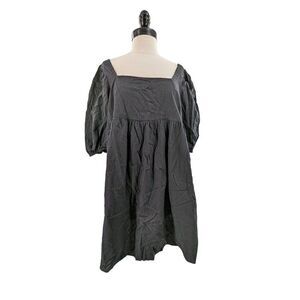 Lumiere Women Black Square Neck Cotton Mini Dress Size Large